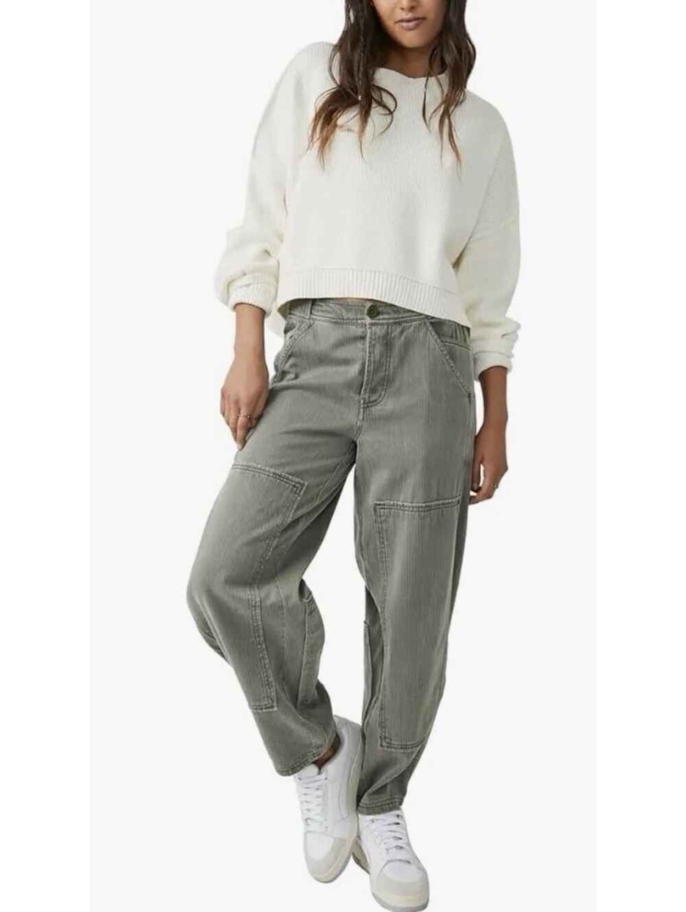 NEW Free People Turn Away Tapered Carpenter Pants Hunter Green, Size 6 NWOT